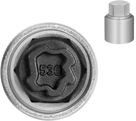 JEUCLEL Llave de tuerca de bloqueo de rueda 530 compatible con VW VAG Volkswagen, (enchufe OD 28 mm - ID 25 mm), adaptador de tuerca de bloqueo de rueda, herramienta de extracción de tuercas antirrobo