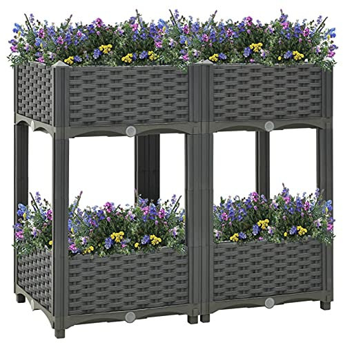 ZEYUAN Lit surélevé 80x40x71 cm Polypropylène,Bordure Pierre,Kit Gabion,Gabion Jardiniere