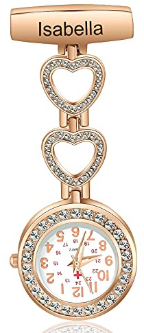 kaululu Personalisierte Krankenschwester Uhr mit Namen Krankenschwester Uhr Taschenuhr mit Clip für Frauen Analog Quarz Pin Tragbare für Arzt Krankenschwester Pflegepersonal