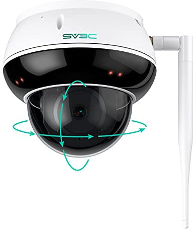 SV3C 4K PTZ WLAN Überwachungskamera Aussen, 8MP Kabellos IP Dome Kamera Indoor mit Auto Tracking, Bewegungserkennung, Infrarot Nachtsicht, 2-Wege Audio, RTSP, FTP, SD-Karte Aufnahme, APP, PC, Onvif