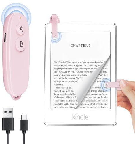 NEW Page Turner Remote for Kindle Paperwhite, Remote Page Turner Accessories for Kindle Clip Clicker Page Turner for Kindle Ipad Android- PINK