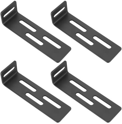 4 Pcs Supports d'angle Réglables avec 4 Fentes, Equerre d'assemblage, Equerre de Fixation Metal en Forme de L, Équerres de Fixation, Connecteurs Supports à Angle pour Meubles en Bois, 150x40x45 mm