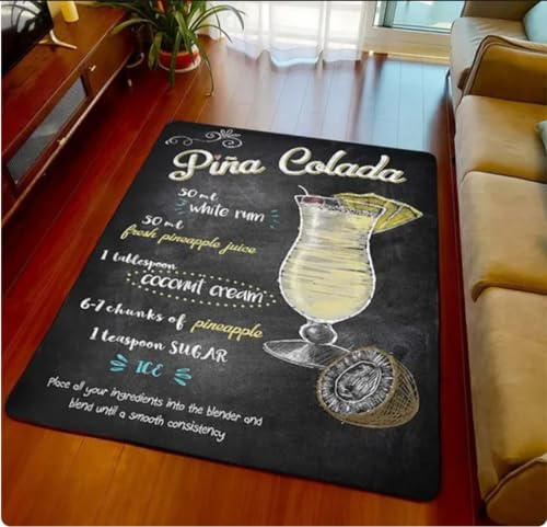 QMETOS Cocktail Recette Art Mat Tapis pour Garçon Ami Papa Mari Bar Pub Club Homme des Cavernes Chambre Décoration Décor À La Maison 50X80Cm