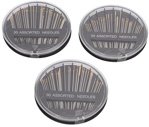 Rankomu Handnadeln Edelstahl Nähnadeln Set, 3 Boxen unterschiedlicher Größe in runder Aufbewahrungsbox, kompakte tragbare Handnadeln zum Nähen und Sticken