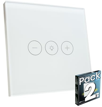 LED ATOMANT Pack 2x Dimmer Intelligente WiFi in Vetro, dimmer da parete, controllo via app Smart Life, compatibile con Alexa e Google Assistant, pulsante touch per illuminazione