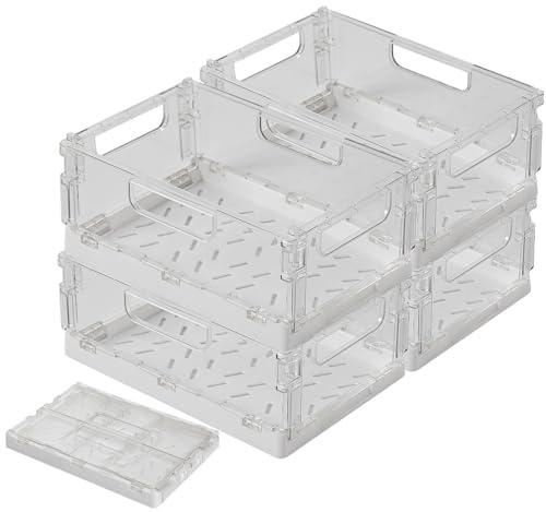 Rosenstein & Söhne Klappbox: 4er-Set faltbare Kühlschrank-Organizer, transparent, 31 x 20,5 x 13 cm (Kühlschrankbehälter klappbar, Kühlschrank Körbe, Mini)