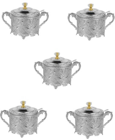 Cabilock 5 Piezas Azucarero Especias Miel Bote Condimento Bote Condimento Con Tapa Escritorio Tarro De Especias Diseño En Condimento Tarro Cocina Condimento Titular Azucarero Vidrio