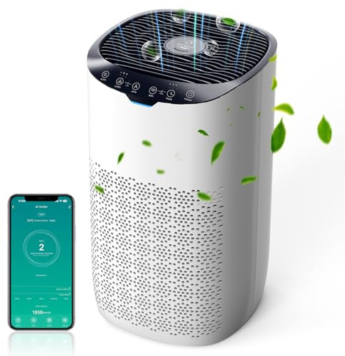 GOAMGE Air Purifier for Bedroom Home 120㎡, CADR 300 m³/h, Air Quality Sensor, Auto Mode, Quiet 25db, Prevents Pollen, Dust, and Pet Hair, Smoke