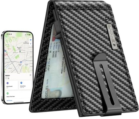 Smart Tracker Wallet for Men,Wallet with Tracker Work for Apple Find My (iOS Only) Credit Card Holder GPS Finder Air Tag for Luggage Key Backpack (Black)