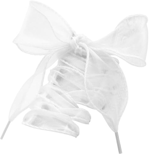 WEGOODZF Lacci piatti in organza a nastro: lacci trasparenti in filo di neve da 4 cm di larghezza per scarpe da ginnastica, 2 paia, 01 bianco, 140CM (55)