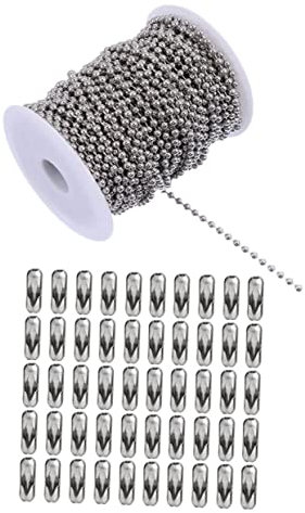 AUTSUPPL 1set Stainless Steel Chain with Buckles for Necklace Ceiling Fan and Dog Tags Bead Chain for Jewelry Making and Home Decor
