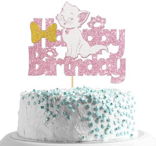 Tortendeko Katzen Geburtstag Deko, Glitzer Katze Tortendeko, Kätzchen Kuchen Deko,Katze Cupcake Toppers, Katze Happy Birthday Kuchen Topper, für Kätzchen Thema Baby Dusche Kinder Geburtstag Party (B)