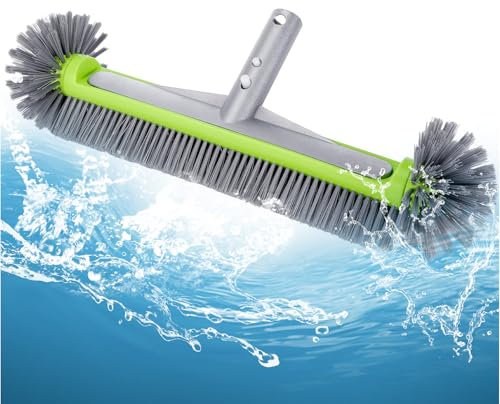 Poolbürste für Folienpool 17,5″, Pool Reinigungsbürste, Poolbürsten mit Nylonborsten EZ-Clip, Robuste runde Poolbürste für Wand, Reinigung Pool Wänden, Fliesen, Böden, Nicht mit Teleskopstange