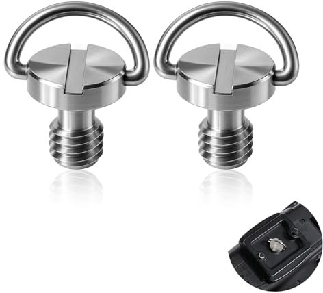 EUYKQNOI 2 Pezzi Vite 1/4 Pollice per Fotocamera, Acciaio Inossidabile D-Ring Vite di Montaggio, Compatibile con SmallRig, Treppiedi, Monopiedi, Piastra a Sgancio Rapido