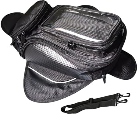 Generico Nero 32x18x13 Cm Borsa Da Serbatoio Per Moto Tessuto Oxford Motociclo Borse Serbatoio Borsa Con Sacco Per Motocicletta Borsas Magnetica Forte Multifunzione, Adatto Per Ciclismo, Navigazione