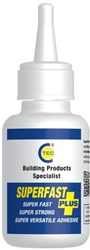 C.T.1 – C-Tech SUPER FAST PLUS Industrial Superglue – 50g | Ultra-Strong Cyanoacrylate Adhesive for Metal – Rubber – Glass – Plastic – Wood & More | Solvent-Free – Fast Bonding – High Tensile Strength