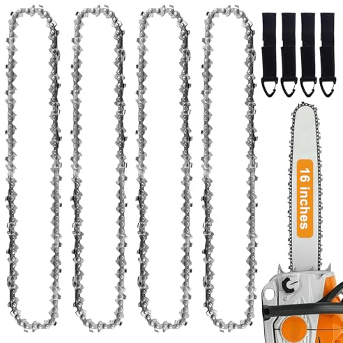 4 Sägeketten 3/8LP 1,1 mm 52 Treibglieder für 35 cm Schiene: Kettensäge Kette mit 4 Nylonbänder, Kompatibel mit Makita DUC353, Einhell GP-LC 36/35 Li, Bosch AKE35 S, Husqvarna, Dolmar,Oregon und mehr