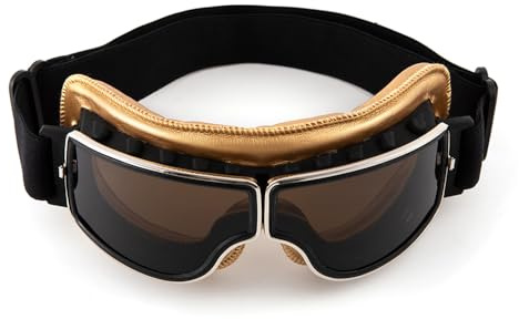evomosa Motorradbrille Vintage Brille Retro Fliegerbrille PU-Leder Faltbar Winddicht Brille für Männer und Frauen brillen