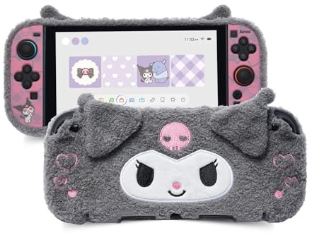 Kuitmor Niedliche Plüsch-Schutzhülle, kompatibel mit Switch 2 (2025), kratzfeste und stoßdämpfende Hartplastik-Schutzhülle für Switch 2-Spielkonsole und Joystick-Controller – KLM