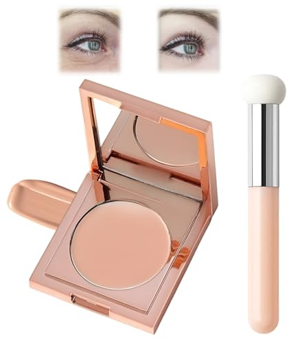Concealer, Under Eye Brightener with Brush, Peach Colour Corrector for Dark Circles, Lightweight Undereye Corrector, Smooth Application for Even Skin Tone