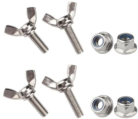 Lukery 4 Sätze Flügelschrauben M12 und Flansch-Sicherungsmuttern aus Edelstahl A2/ V2A Flügelklemmknöpfe Flügelknöpfe (M12x100mm)