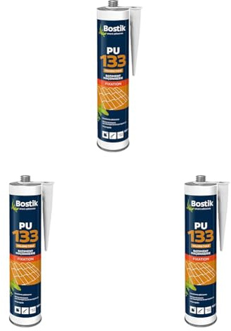 Bostik PU133 - Mastic de Fixation Hautes Performances Pour Collage et Jointoiement De Tuiles - Formule Polyuréthane - Extérieur - Couleur : Tuile - 1 Cartouche 300 ml (Lot de 3)