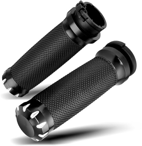 PBYMT 1inch Handlebar Grips, Cable Throttle Control Hand Grips Fit for Harley ’96-Later XL, ’96-’07 Touring, ’02-’17 VRSC, ’08-’13 XR, ’96-’17 Dyna (Except FXDLS), Black (Black)