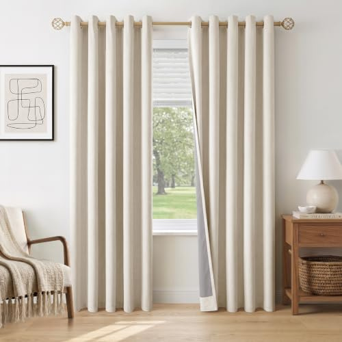 INOVADAY 100% Verdunklungsvorhänge 2 Stück Beige, H245xB140 cm