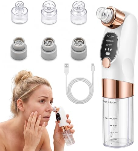 Succionador de Puntos Negros Limpiador de Poros Eléctrico con 6 Cabezales y 3 Niveles Ajustables Extractor de Espinillas y Acné USB Recargable Kit de Limpieza Facial Profunda para Nariz y Cara