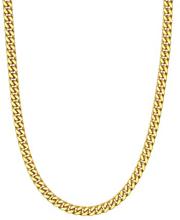 ChainsHouse Kette für Damen Panzerkette 5/12/14mm Chunky Miami Halskette Edelstahl Gliederkette Silber/Gold Massiv Dicke Kubanische Kette 41/46/51cm Halsband Halsschmuck für Frauen Mutter