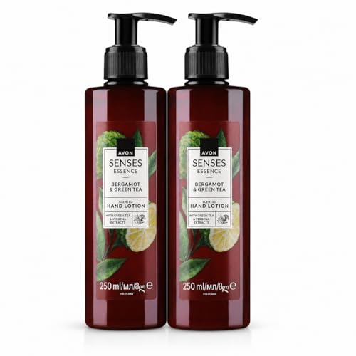 Avon Senses Essence Bergamot & Green Tea Scented Hand Lotion, with Green Tea & Verbena Extracts, 2 x 250ml
