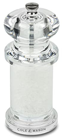 Cole & Mason H50502P 505 Molinillo de Sal, Precision+/Molienda Ajustable, Acrílico, 140mm, Incluye 1 x Molino