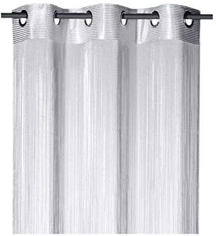 heimtexland ® Fadengardine Fadenvorhang mit Ösen Fadenstore Vorhang als Raumteiler Insektenschutz Perlenvorhang Gardie Typ123 (245x98, Silber)