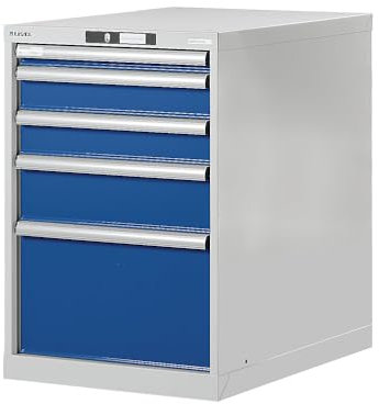 Lista | Werkbank-Baukastensystem | Unterbauschrank | Höhe 800 mm | 5 Schubladen | enzianblau