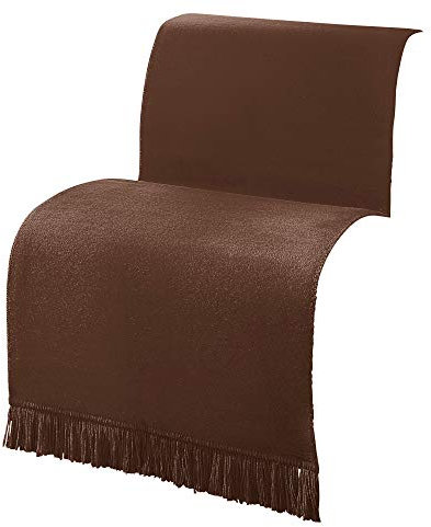 Erwin Müller Sofaüberwurf, Sofaläufer, Sesselschoner Schoko Größe 50x200 cm - anschmiegsam, temperaturausgleichend, mit Fransen - (weitere Farben, Größen)
