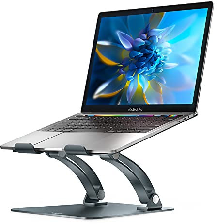 NULAXY Laptop Stand, Ergonomic Height Angle Adjustable Laptop Riser Holder Compatible with MacBook, Air, Pro, Dell XPS, Samsung All Laptops 10-17, Supports Up to 22 Lbs-Space (Grey)