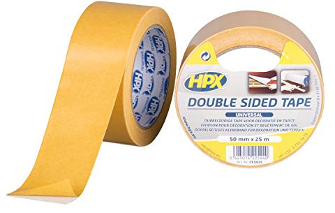 Ruban double face Polypropylène blanc pour tapis 50mm x 25m HPX - CE5025