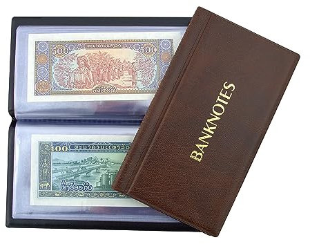 Collector SAMMLERALBUM FÜR BANKNOTEN Notizen Banknotenalbum mit 20 Seiten 11x19cm (Braun)