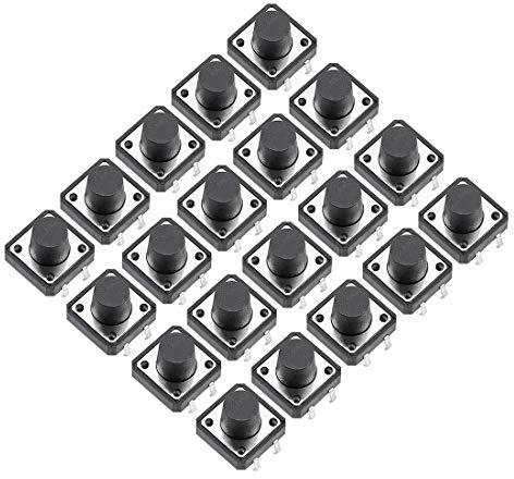 sourcing map 20 Stücke 12x12x8mm Platte Mini/Mikro/Klein PCB Druckknopf Schalter DIP DE de