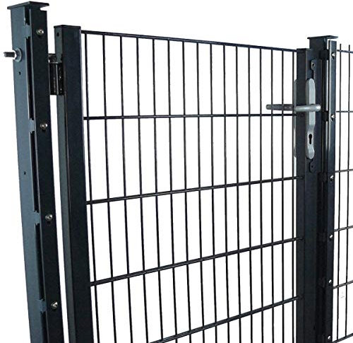 Doppelstabmattenzaun mit Gartentor Höhe 1,83m Pfosten mit Abdeckleiste 10 bis 60 m Anthrazit + Moosgrün (12,5m, Anthrazit Ral 7016)