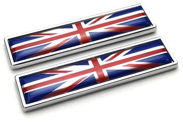 PTDecals 2pcs/ 1 Pair Car Sticker Decals Metal England Flag 3D Emblem National Signs UK GB Flag Badge 58mm* 14mm Size Graphic Decals for Racing Car Skirts Sides Body Doors Universal