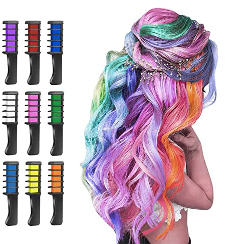 Hair Chalk Combs - Temporary Bright Hair Color for Girls & Kids - Perfect for Parties, Holidays & Special Occasions like Birthday, St. Patrick's Day, Easter, Mother's Day, Children's Day