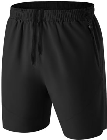 HMIYA Pantaloncini Running Uomo Leggero Sportivi Shorts Asciugatura Veloce Palestra Corsa Calzoncini con Tasca con Cerniera(Nero,EU-4XL/US-3XL)