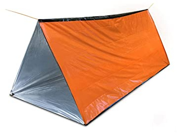 Notfall-Survival-Zelt, 150 x 250 cm, wasserdicht, für 2 Personen, Mylar, Thermo-Unterschlupf für Wandern, Camping, Orange