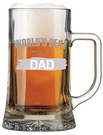 Colorfamily Boccale da Birra con incisione Papà - world's best dad - miglior papà del mondo - evento - festa del papà - bicchiere in vetro chiaro, capienza 50 cl