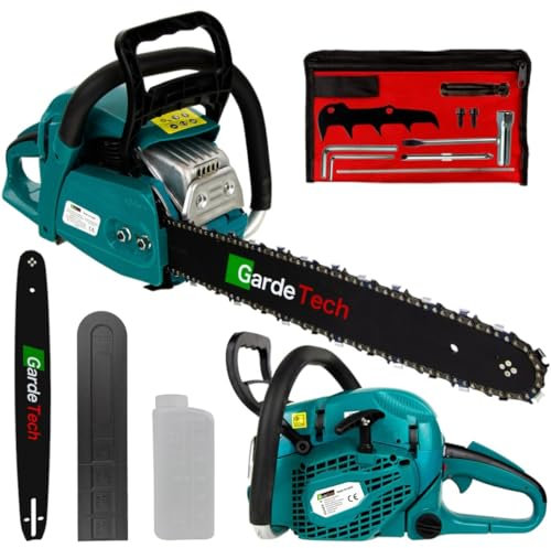 GardeTech Benzin Kettensäge 3,3PS Hubraum 58m³ Motorsäge 10.000 U/min Kettengeschwindigkeit 23,114 m/s