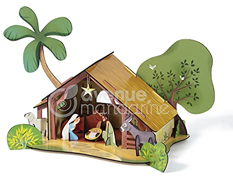 MY MANDARINE PU021C - 3D Szenenpuzzle / Theaterspiel / Puppenhaus, ab 4 Jahren, Weihnachtskrippe, 1 Box