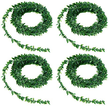 JPGhaha Efeu Girlande Künstliche Blätter 7,5M/295 Zoll Girlande Künstlich Grün Fake Rebe für Büro Küche Garten Hochzeit Party Wanddekoration 4PCS
