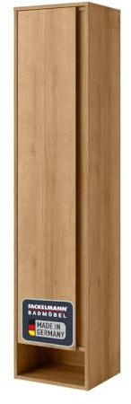 FACKELMANN Hochschrank Natura/Badschrank mit Soft-Close-System/Maße (B x H x T): ca. 38 x 166,5 x 32 cm/Schrank mit 1 Tür/Türanschlag Links/Offene Ablagefläche/Korpus & Front: Braun