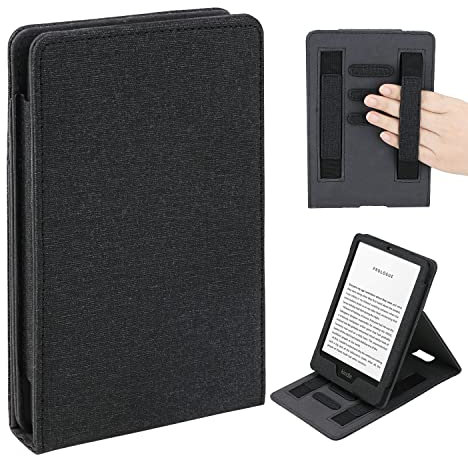 WALNEW Hülle für Kindle Paperwhite-Schutzhülle Tasche Geeignet für die 6,8 Kindle Paperwhite 11. Generation (2021), mit Ständer Multi-Blickwinkel und Zwei Handriemen Funktion, Schwarz
